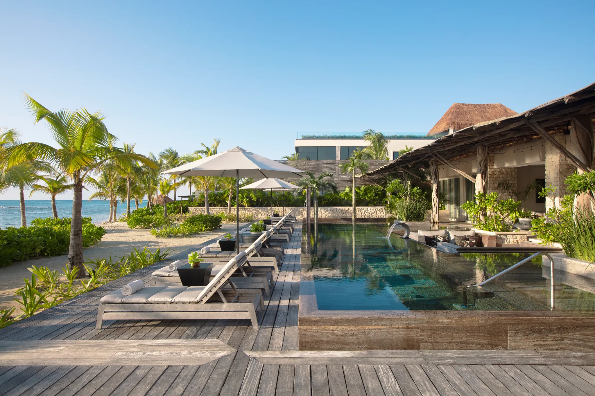 Presidential Villa Beach Front private pool and beachfront terrace at Impression Moxché by Secrets.